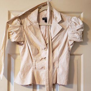 bebe- beige blouse- small